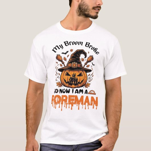 ホウキが壊れた今は監督 ハロウィン パンプキン_1 Tシャツ (正面)