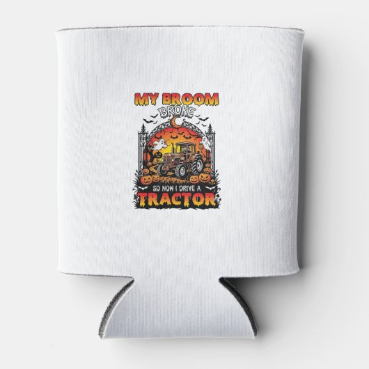 ホウキでトラクターを壊したハロウィーンの魔女の幽霊_1 缶クーラー (正面)