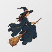 ホウキにまたがる若い魔女のベクターアート ウィンドウサイン (シート)