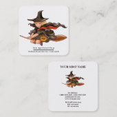 ホウキに乗った魔女のオカルトショップ スクエア名刺 (正面/裏面)