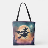 ホウキに乗った魔女 ハロウィン トートバッグ (裏面)