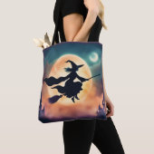 ホウキに乗った魔女 ハロウィン トートバッグ (クローズアップ)