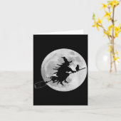 ホウキに乗った魔法使いのハロウィン満月 カード (黄色い花)