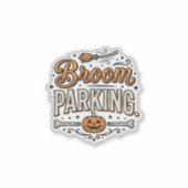 ホウキ 駐車場 ハロウィン ヴィンテージ 魔女 ベクター デザイン シール (正面)