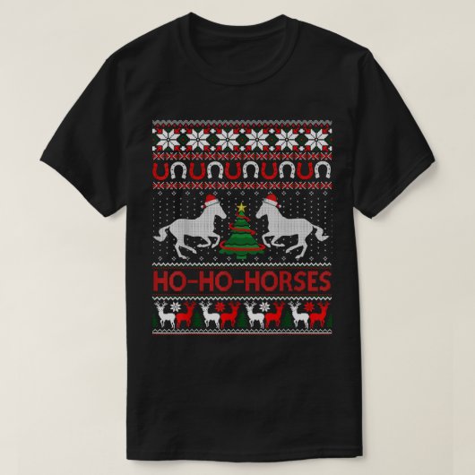 ホウマクリスマス醜いクリスマスセーター馬術 Tシャツ (デザイン正面)