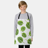 ホウレンオーガニックチ葉継ぎ目パターン エプロン (着用した状態)