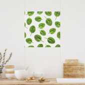 ホウレンオーガニックチ葉継ぎ目パターン ポスター (キッチン)