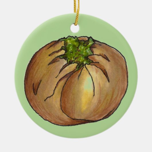 ホウレンソウのクニッシュユダヤ料理のクニッシュ セラミックオーナメント (正面)