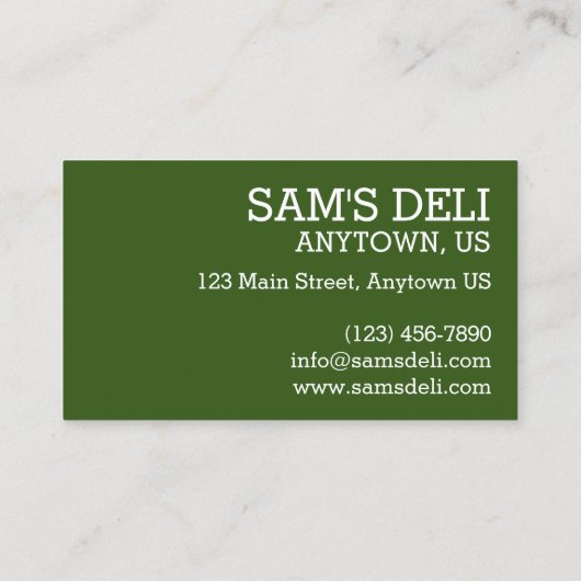 ホウレンチクニッシュユダヤ教デリフード料理レストラン 名刺 (裏面)