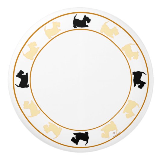 ホエテンとブラックスコティッシュテリア セラミックノブ (正面)