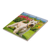 ホエテン・スコティッ遊ト・テリアの花の草 タイル (側面)