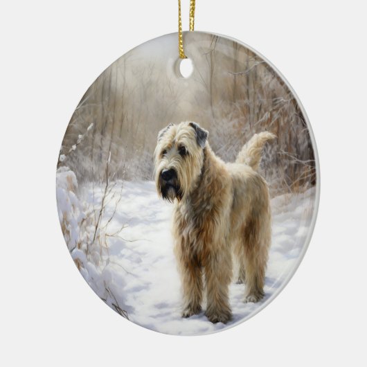 ホエテン・テリアは雪のクリスマスを許した セラミックオーナメント (左)