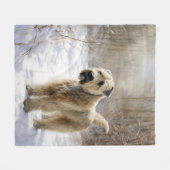 ホエテン・テリアは雪のクリスマスを許した フリースブランケット (正面(横))