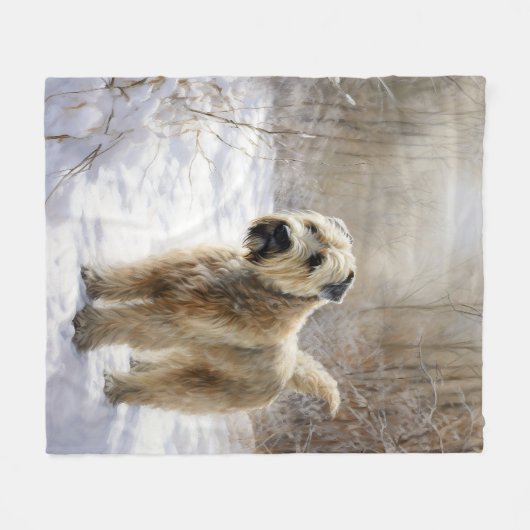 ホエテン・テリアは雪のクリスマスを許した フリースブランケット (正面(横))
