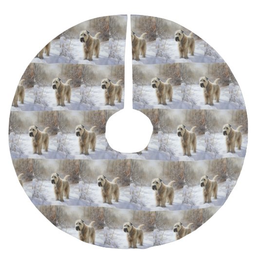 ホエテン・テリアは雪のクリスマスを許した ブラッシュドポリエステルツリースカート (正面)