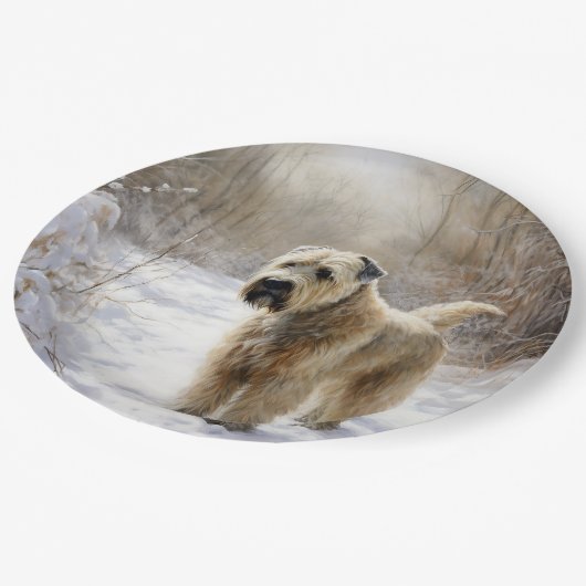 ホエテン・テリアは雪のクリスマスを許した ペーパープレート (アングル)