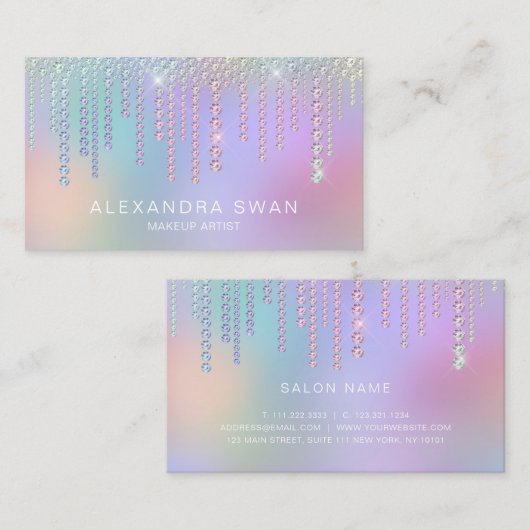 ホエレガントログラフィック·ダスタイリッシュイヤ化粧家 名刺 (正面/裏面)