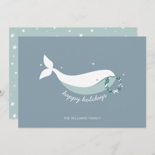 ホエーお洒落ルクリスマスフォトフラットホリデーカード シーズンカード (正面/裏面)