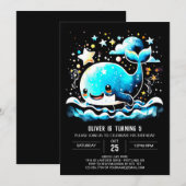 ホエーお洒落ル波誕生日 招待状 (正面/裏面)