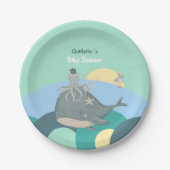 ホエーお洒落ル航海のイカ緑ベビーシャワー ペーパープレート (正面)