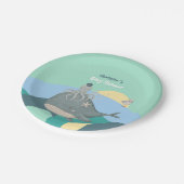 ホエーお洒落ル航海のイカ緑ベビーシャワー ペーパープレート (アングル)