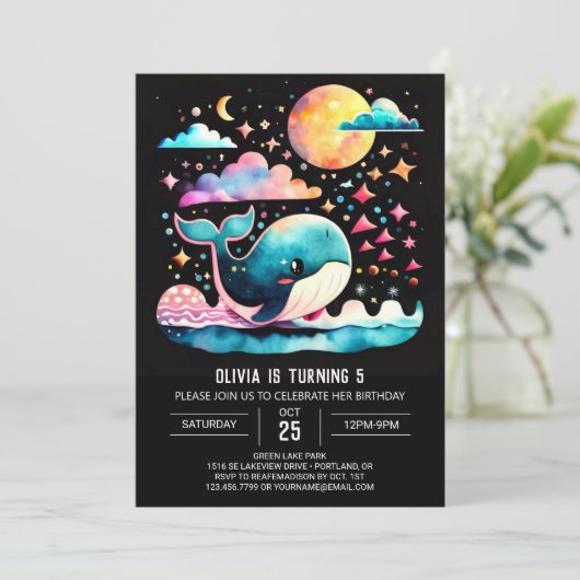 ホエーお洒落ル航海のガール誕生日 招待状 (スタンド正面)