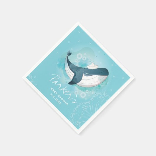 ホエーパーソナライズされたル赤ちゃんシャワー スタンダードカクテルナプキン (角)