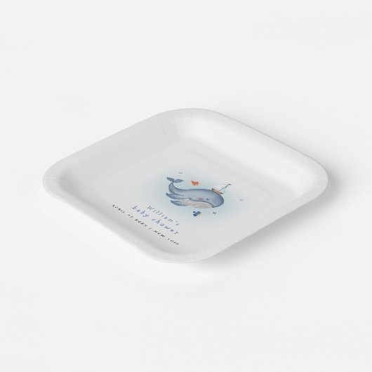 ホエーミニマルル・ナウティカの赤ちゃんシャワーの下で ペーパープレート (傾斜あり)