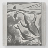 ホエーモダンルアートストーンコースター ストーンコースター (正面)