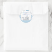 ホエーモダンル男の赤ちゃんシャワーブルーとグレーのシール ラウンドシール (バッグ)