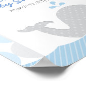 ホエーモダンル赤ちゃんシャワーブルーグレーデコールウェルカムサイン ポスター (角)