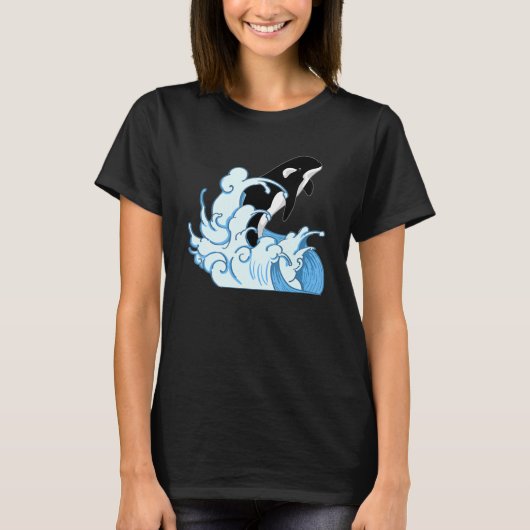 ホエールアニマル海キラーホエールウェーブオーカ Tシャツ (正面)