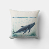 ホエールアンダーウォーターホワイトフード付きスウェットシャツ クッション (正面)