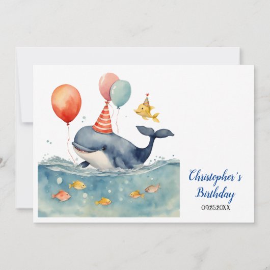 ホエールアンダーザシーボーイ誕生日 招待状 (裏面)