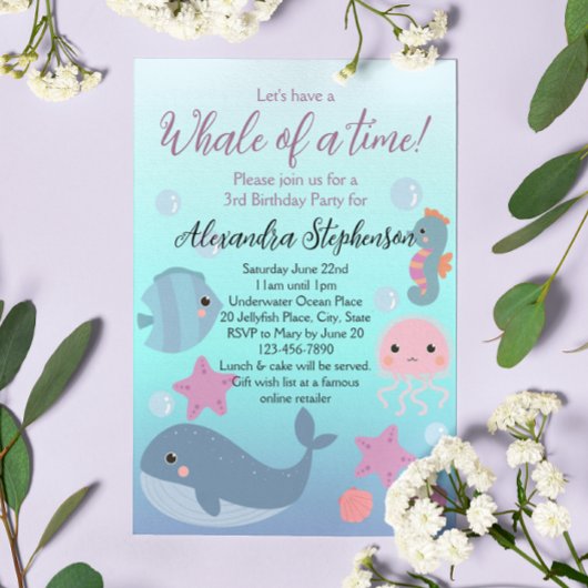 ホエールアンダーザシー海ビーチガールズ誕生日 招待状
