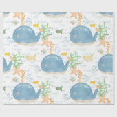 ホエールアンダーシーワールドベイビーシャワーパターン ラッピングペーパー (フラット)