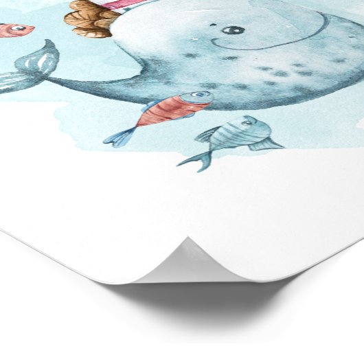 ホエールアンドライトハウスマジカルウォーター色 ポスター (角)