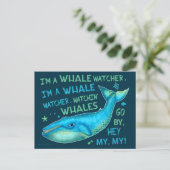 ホエールウォッチングファミリーバケーションクルーズトリップおもしろい ポストカード (スタンド正面)