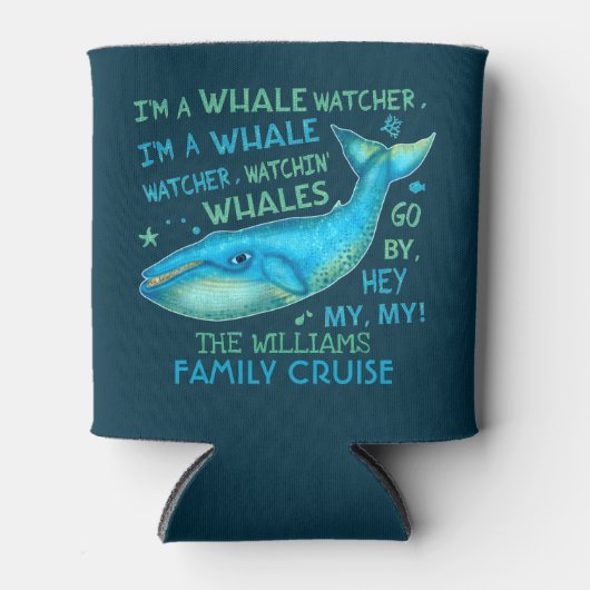 ホエールウォッチングファミリーバケーションクルーズパーソナライズされた 缶クーラー (正面)