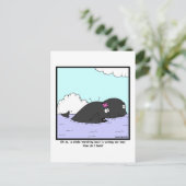 ホエールウォッチング:クジラの漫画 ポストカード (スタンド正面)