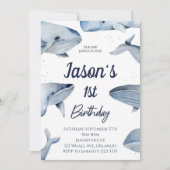 ホエールウォーター色誕生日招待状 招待状 (正面)