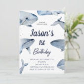 ホエールウォーター色誕生日招待状 招待状 (スタンド正面)