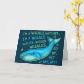 ホエールウオッチングファミリーバケーションクルーズトおもしろいリップ カード (黄色い花)