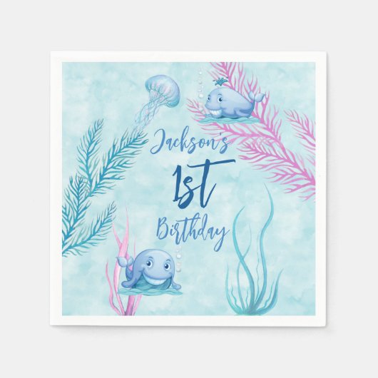 ホエールオブザグタイム誕生日 スタンダードカクテルナプキン (正面)