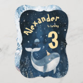 ホエールオブザタイム海子供の誕生日招待状 招待状 (正面/裏面)