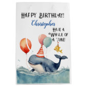 ホエールオブタイムボーイズパーソナライズされた誕生日 ミディアムペーパーバッグ (正面)