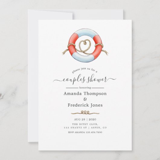 ホエールカップル航海ののシャワー 招待状 (正面)