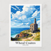 ホエールコーツイングランドヴィンテージトラベルイラストレーション ポストカード (正面)