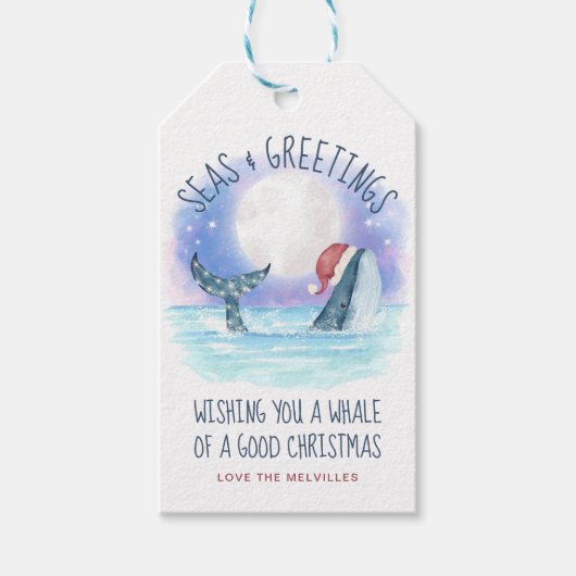 ホエールサンタシーズとクリスマス航海のの挨拶 ギフトタグ (正面)