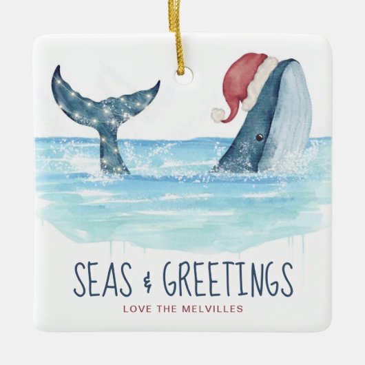 ホエールサンタシーズ&グリーティングコースタルクリスマス セラミックオーナメント (正面)